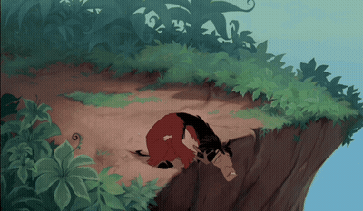 A Cartoon Character Is Laying On A Cliff GIF