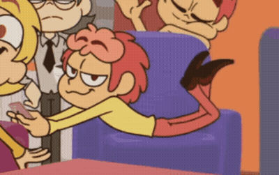 A Cartoon Character Is Laying On A Couch And Looking At His Phone GIF