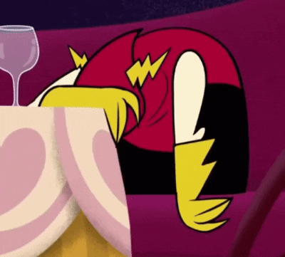 A Cartoon Character Is Laying On A Couch Next To A Table With A Wine Glass . GIF