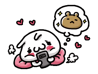 A Cartoon Character Is Laying On A Pillow Holding A Cell Phone And Thinking About A Teddy Bear . Sticker