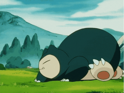A Cartoon Character Is Laying On Its Back In A Field GIF