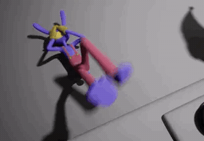 A Cartoon Character Is Laying On The Floor With His Legs Crossed And His Head Down . GIF