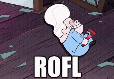 A Cartoon Character Is Laying On The Floor With The Word Rofl Written On The Bottom GIF