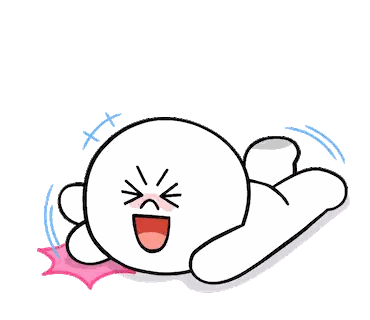 A Cartoon Character Is Laying On The Ground With His Mouth Open And A Red Nose Sticker