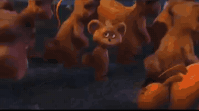 A Cartoon Character Is Looking At A Balloon Flying In The Sky . GIF