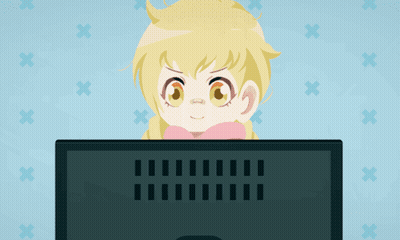 A Cartoon Character Is Looking At A Computer Screen GIF