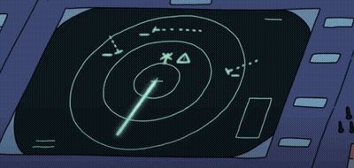 A Cartoon Character Is Looking At A Radar Screen That Shows A Target GIF