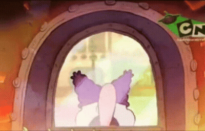 A Cartoon Character Is Looking Out A Window With Cn Written On The Bottom GIF