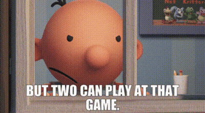 A Cartoon Character Is Looking Out A Window With The Words But Two Can Play At That Game GIF