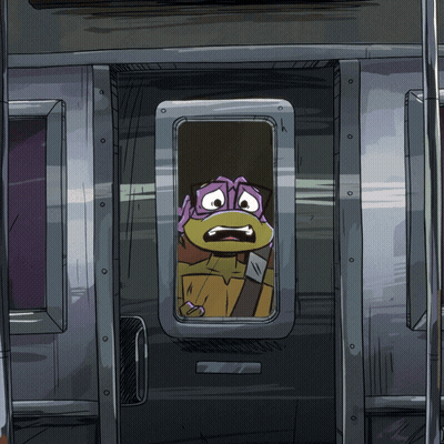 A Cartoon Character Is Looking Out Of A Window GIF