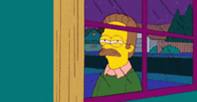 A Cartoon Character Is Looking Out Of A Window GIF