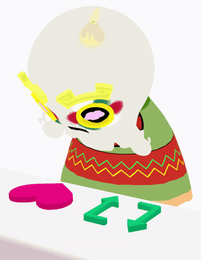 A Cartoon Character Is Looking Through A Magnifying Glass At A Pink Heart And A Green Arrow GIF