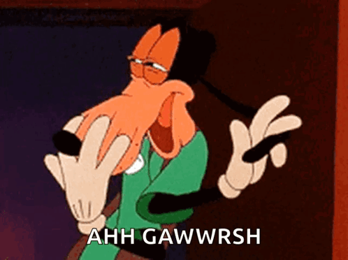 A Cartoon Character Is Making A Funny Face And Says Ahh Gawwrsh . GIF