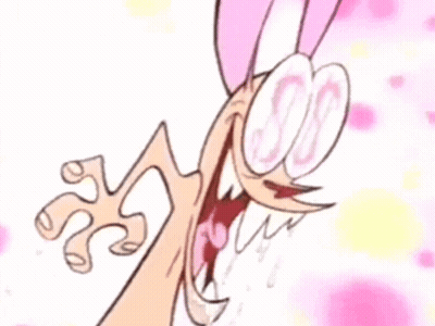 A Cartoon Character Is Making A Funny Face With A Pink Background GIF