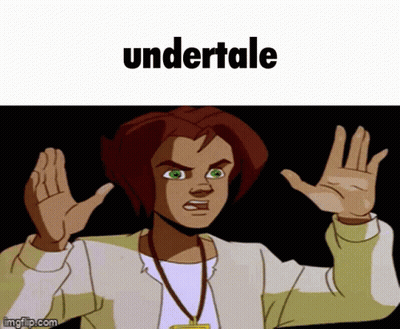 A Cartoon Character Is Making A Stop Sign With The Word Undertale Above Him GIF