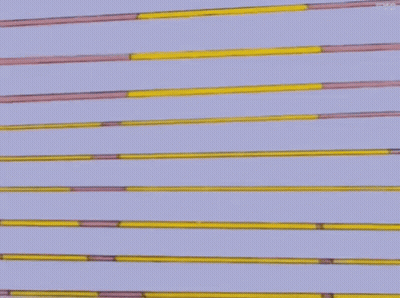 A Cartoon Character Is Peeking Out From Behind A Purple Blind . GIF