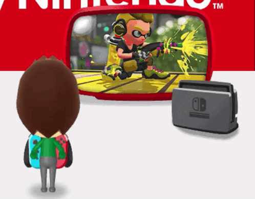 A Cartoon Character Is Playing A Game On A Nintendo Switch GIF