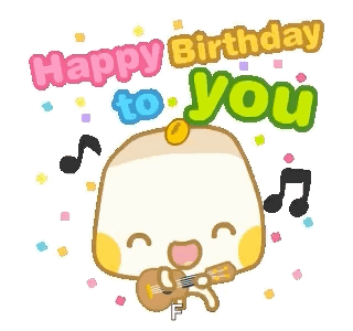 A Cartoon Character Is Playing A Guitar And Singing A Happy Birthday To You . GIF