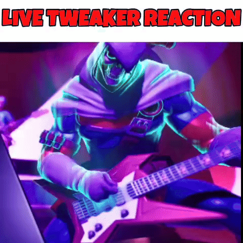 A Cartoon Character Is Playing A Guitar And The Words Live Tweaker Reaction Are Above Him . GIF
