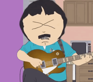 A Cartoon Character Is Playing A Guitar With His Eyes Closed GIF