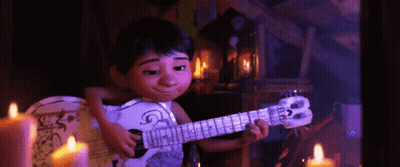 A Cartoon Character Is Playing A Guitar With The Letter B On The Headstock GIF