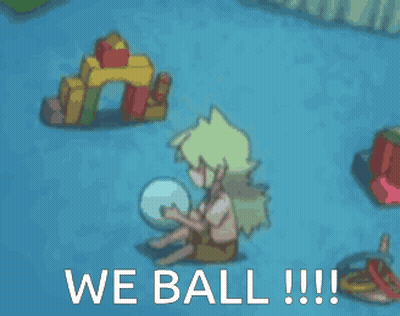 A Cartoon Character Is Playing With A Ball With The Words We Ball !!! Below It GIF