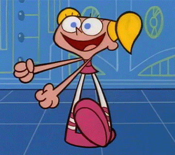 A Cartoon Character Is Pointing At Something And Smiling GIF