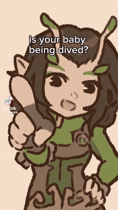 A Cartoon Character Is Pointing At The Camera With The Caption " Is Your Baby Being Dived? " GIF