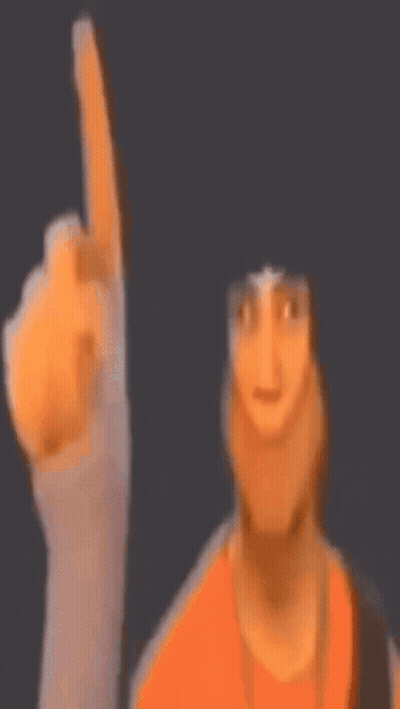 A Cartoon Character Is Pointing Up With His Finger While Wearing Glasses . GIF