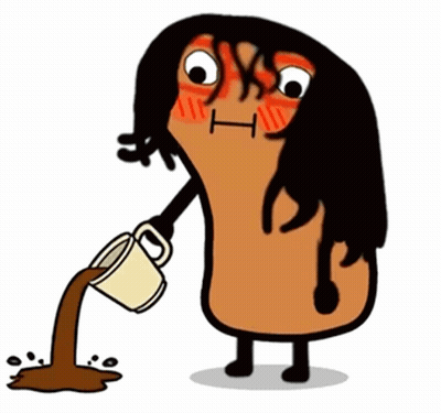 A Cartoon Character Is Pouring Coffee Into A Mug GIF