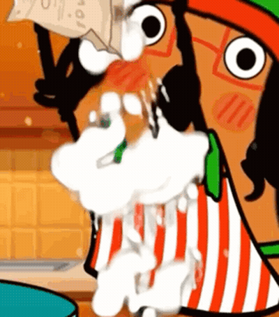 A Cartoon Character Is Pouring Milk Into A Glass GIF
