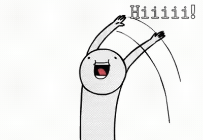 A Cartoon Character Is Raising His Arms In The Air And Shouting . GIF