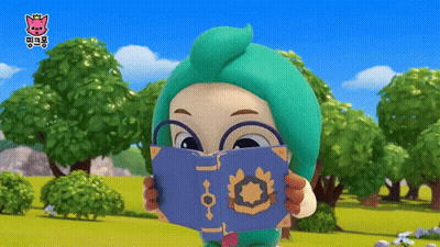 A Cartoon Character Is Reading A Book With A Crown On The Cover GIF