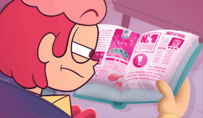 A Cartoon Character Is Reading A Magazine That Says Sally-Soft GIF