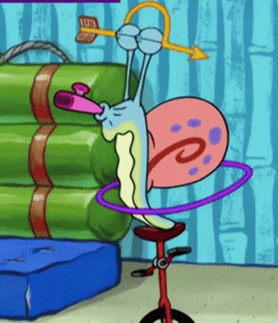 A Cartoon Character Is Riding A Bike With A Hula Hoop Around His Neck GIF