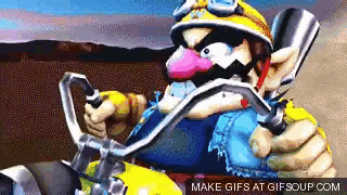 A Cartoon Character Is Riding A Motorcycle . GIF