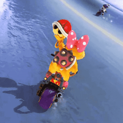 A Cartoon Character Is Riding A Purple Motorcycle GIF