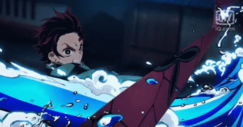 A Cartoon Character Is Riding A Wave In A Boat . GIF