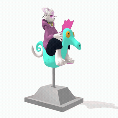 A Cartoon Character Is Riding On The Back Of A Blue Seahorse GIF