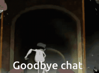 A Cartoon Character Is Running Through A Tunnel And The Words Goodbye Chat Are Visible GIF
