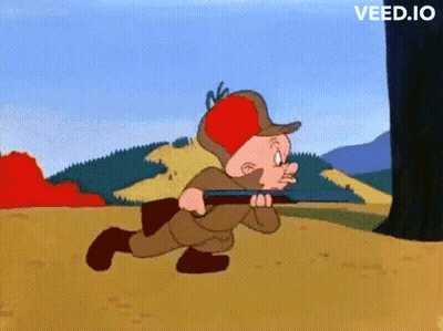 A Cartoon Character Is Running With A Rifle And The Website Veed.io Is Visible In The Corner GIF