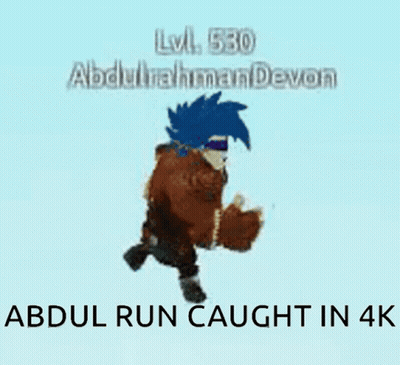 A Cartoon Character Is Running With The Words Abdul Run Caught In 4K GIF