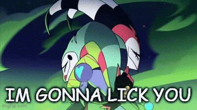 A Cartoon Character Is Saying `` I 'M Gonna Lick You '' GIF