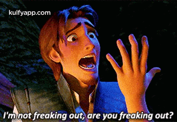 A Cartoon Character Is Saying I 'M Not Freaking Out , Are You Freaking Out ? GIF