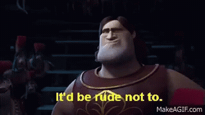 A Cartoon Character Is Saying " It 'D Be Rude Not To " GIF