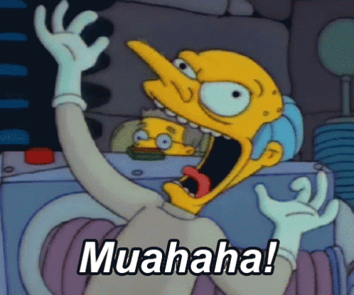 A Cartoon Character Is Saying Muahaha With His Mouth Wide Open GIF