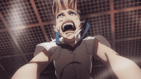 A Cartoon Character Is Screaming And Looking Up At The Sky GIF
