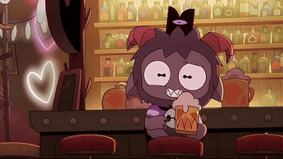 A Cartoon Character Is Sitting At A Bar Holding A Glass Of Beer GIF