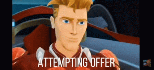 A Cartoon Character Is Sitting In A Car And The Words Attempting Offer Are Above Him GIF