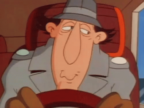 A Cartoon Character Is Sitting In A Car With His Eyes Closed And A Big Nose . GIF